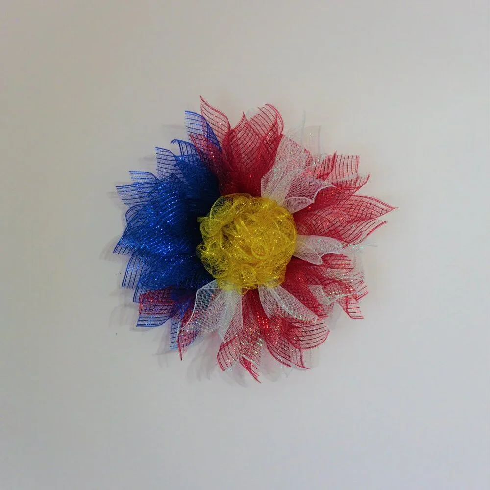 Deco Mesh American Flag Flower Wreath